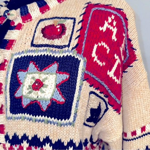 Women’s vtg Heirloom Collectibles teacher Americana cardigan sweater sz L - Picture 2 of 11